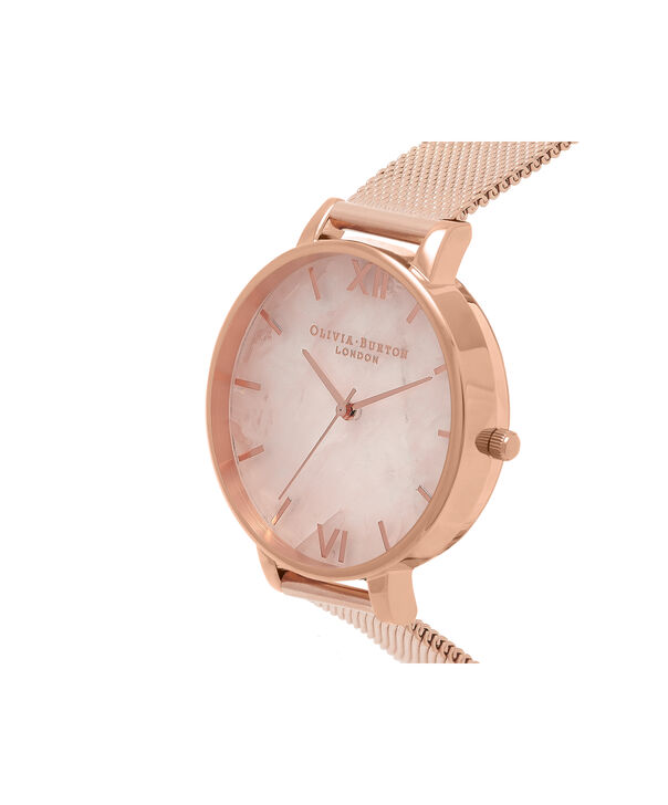 OLIVIA BURTON LONDON Semi Precious Rose Gold MeshOB16SP01 &ndash; Big Dial Round in Rose Gold - Side view