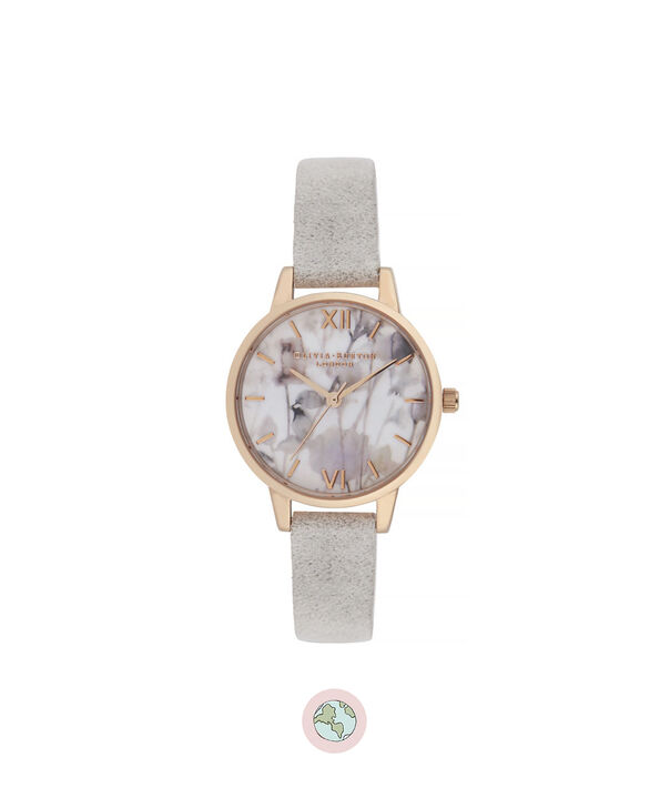 OLIVIA BURTON LONDON Eco-Friendly Midi Dial Rose Gold WatchOB16VE14 &ndash; Midi Dial in grey and Rose Gold - Front view
