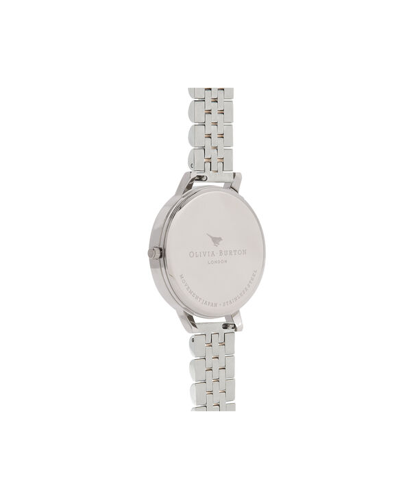 OLIVIA BURTON LONDON  Mother of Pearl White Bracelet, Gold & Silver OB16MOP05 &ndash; Big Dial Round in Gold and Silver - Back view