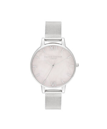 OLIVIA BURTON LONDON Big Dial Rose Quartz & Silver MeshOB16SP18 &ndash; Big Dial in Silver and Silver - Front view