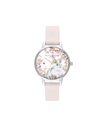 OLIVIA BURTON LONDON Bunny Blossom Midi Blossom & SilverOB16WL73 &ndash; Bunny Blossom Midi Blossom & Silver - Front view