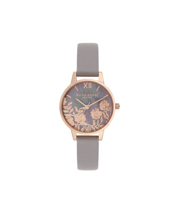 OLIVIA BURTON LONDON Lace Detail Midi Dial WatchOB16MV92 &ndash; Midi Dial in grey and Rose Gold - Front view
