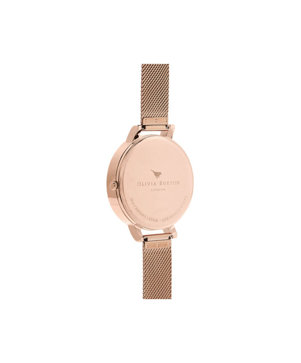 OLIVIA BURTON LONDON Semi Precious Rose Gold MeshOB16SP01 &ndash; Big Dial Round in Rose Gold - Back view