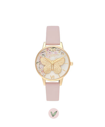OLIVIA BURTON LONDON Pretty Blossom 3D Butterfly Vegan Rose & GoldOB16EG125 &ndash; Pretty Blossom 3D Butterfly Vegan Rose & Gold - Front view