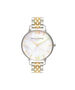 OLIVIA BURTON LONDON  Mother of Pearl White Bracelet, Gold & Silver OB16MOP05 &ndash; Big Dial Round in Gold and Silver - Front view