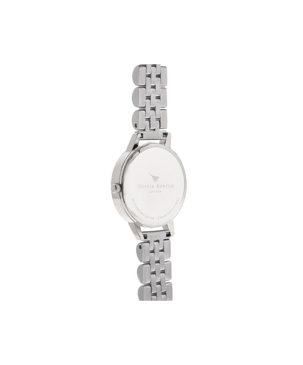OLIVIA BURTON LONDON  Mother of Pearl White Bracelet, Silver OB16MOP02 &ndash; Midi Dial Round in Silver and Silver - Back view
