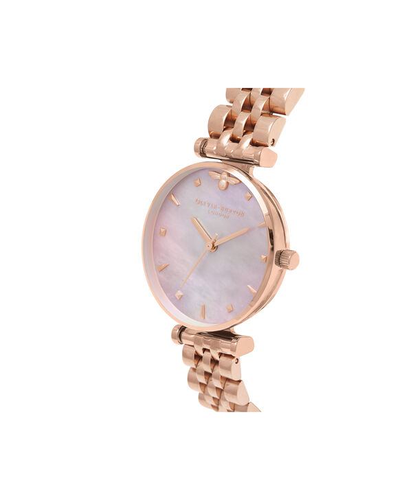 OLIVIA BURTON LONDON  Queen Bee Pink Mother of Pearl Bracelet Rose Gold OB16AM152 &ndash; Midi Dial Round in Rose Gold - Side view