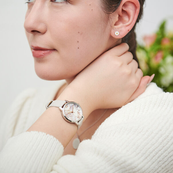 OLIVIA BURTON LONDON Illustrated Animals Vegan Bunny, Blush, Rose Gold & Silver OB16WL71 &ndash; Midi Dial Round in Rose Gold and Pink - Other view