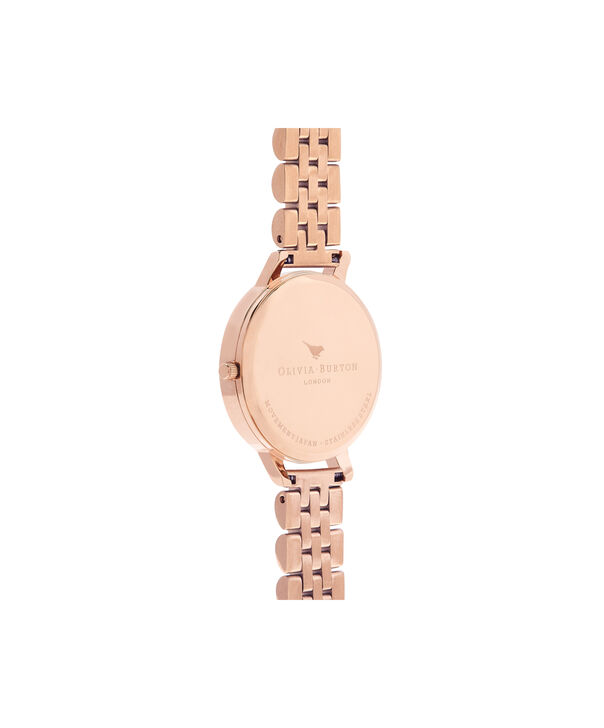 OLIVIA BURTON LONDON  Mother of Pearl White Bracelet, Rose Gold OB16MOP03 &ndash; Big Dial Round in Rose Gold and Rose Gold - Back view