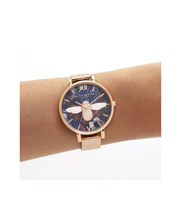 OLIVIA BURTON LONDON Big Dial 3D Bee Lapis Lazuli & Rose Gold Boucle MeshOB16SP11 &ndash; Big Dial in Rose Gold and Rose Gold - Other view