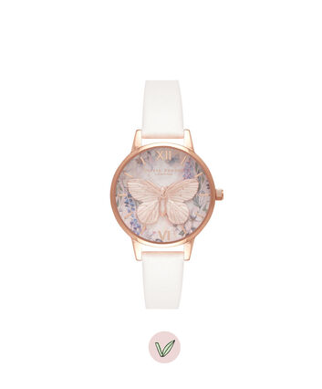 OLIVIA BURTON LONDON  Glasshouse Vegan Blush & Rose Gold OB16GH07 &ndash; Midi Dial Round in Rose Gold and Pink - Front view