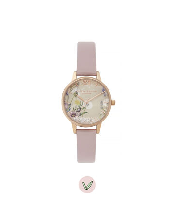 OLIVIA BURTON LONDON Wishing Watch Midi Vegan Rose Sand & Rose GoldOB16SG04 &ndash; Midi Dial in Pink and Rose Gold - Front view