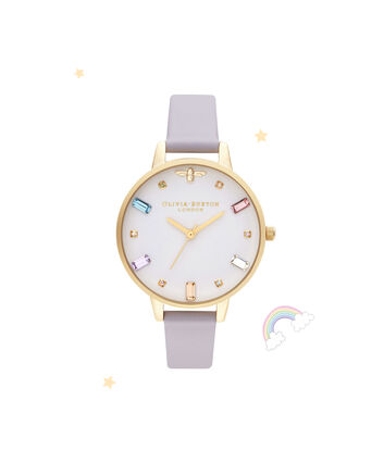 OLIVIA BURTON LONDON Rainbow Bee Demi Parma Violet & GoldOB16RB11 &ndash; Demi Dial In Parma Violet And Gold - Front view