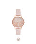OLIVIA BURTON LONDON Semi Precious Rose Quartz Vegan Rose Sand & Rose GoldOB16MV84 &ndash; Midi Dial Round in Rose Gold and Pink - Front view