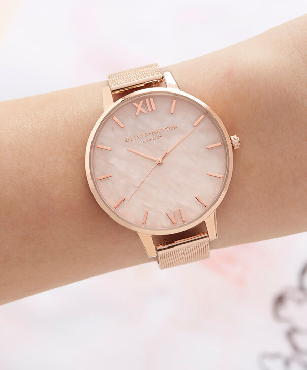 OLIVIA BURTON LONDON Semi Precious Rose Gold MeshOB16SP01 &ndash; Big Dial Round in Rose Gold - Other view