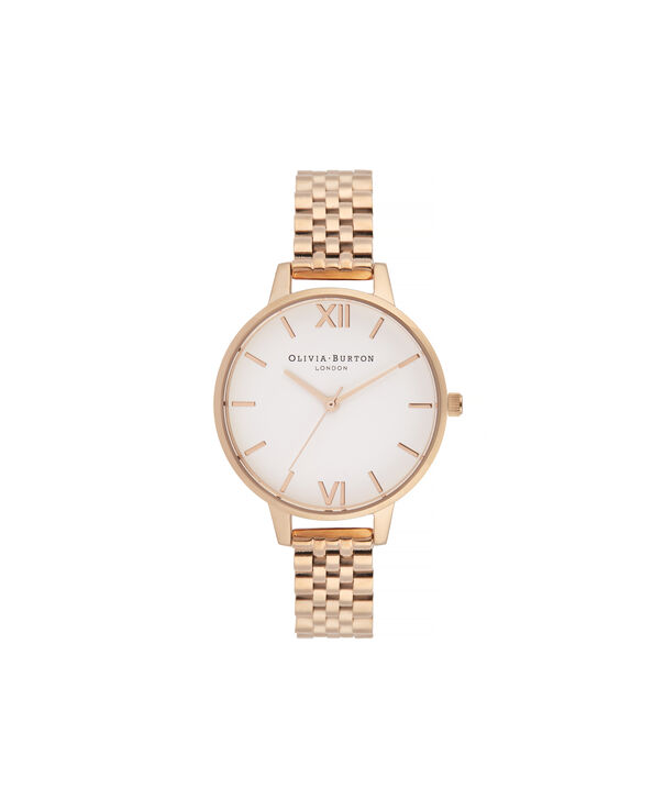 OLIVIA BURTON LONDON White Dial Demi Dial WatchOB16DEW01 &ndash; Demi Dial in rose gold and Rose Gold - Front view
