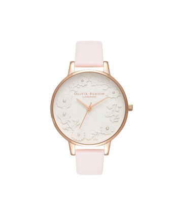 OLIVIA BURTON LONDON  Artisan Dial Blossom & Rose Gold OB16AR01 &ndash; Big Dial Round in Rose Gold and Pink - Front view