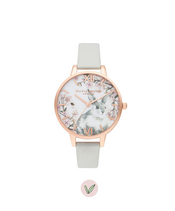 OLIVIA BURTON LONDON Bunny Demi Vegan Grey & Rose GoldOB16WL72 &ndash; Bunny Demi Vegan Grey & Rose Gold - Front view