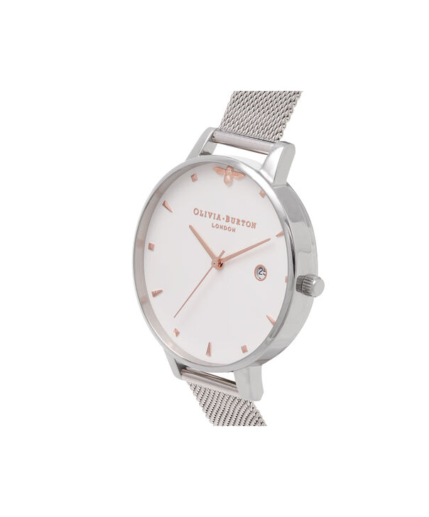 Ladies Rose Gold & Silver Mesh Watch Olivia Burton London Olivia