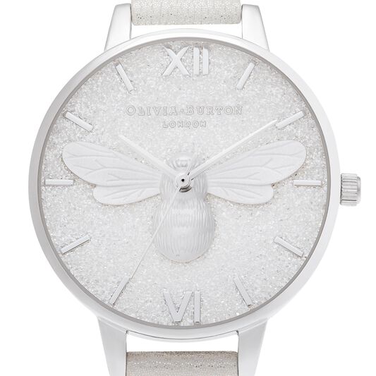 Glitter Demi Dial Pearl Bee Shimmer Pearl & Silver Watch