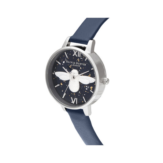 3D Bee, Midnight, Navy & Silver