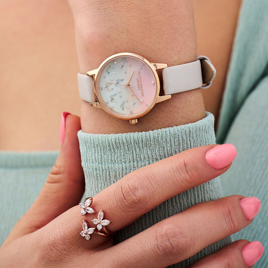 30mm Rose Gold & Blush Leather Strap Watch