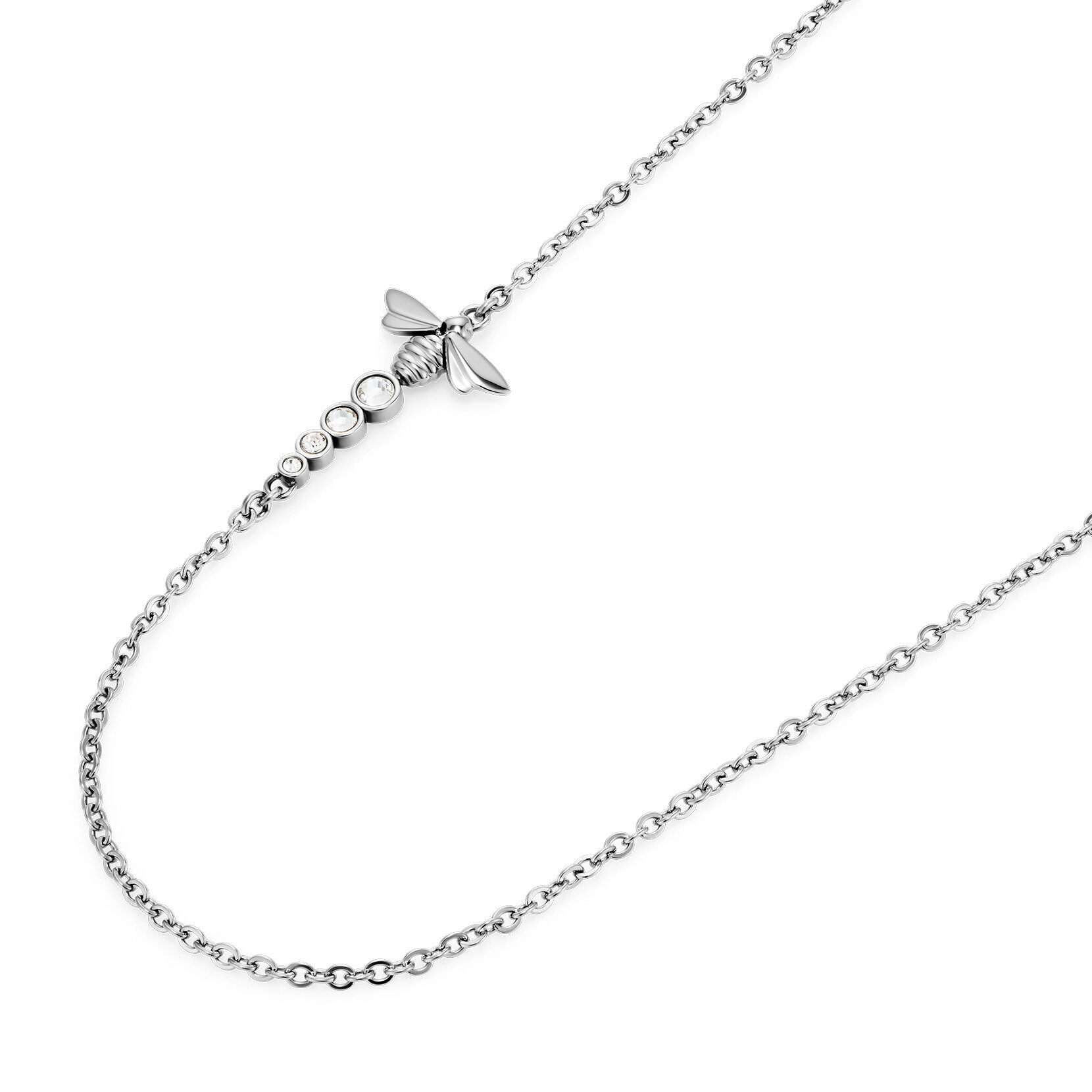 Ever Stacked Bee Silver Tone Stacking Necklace