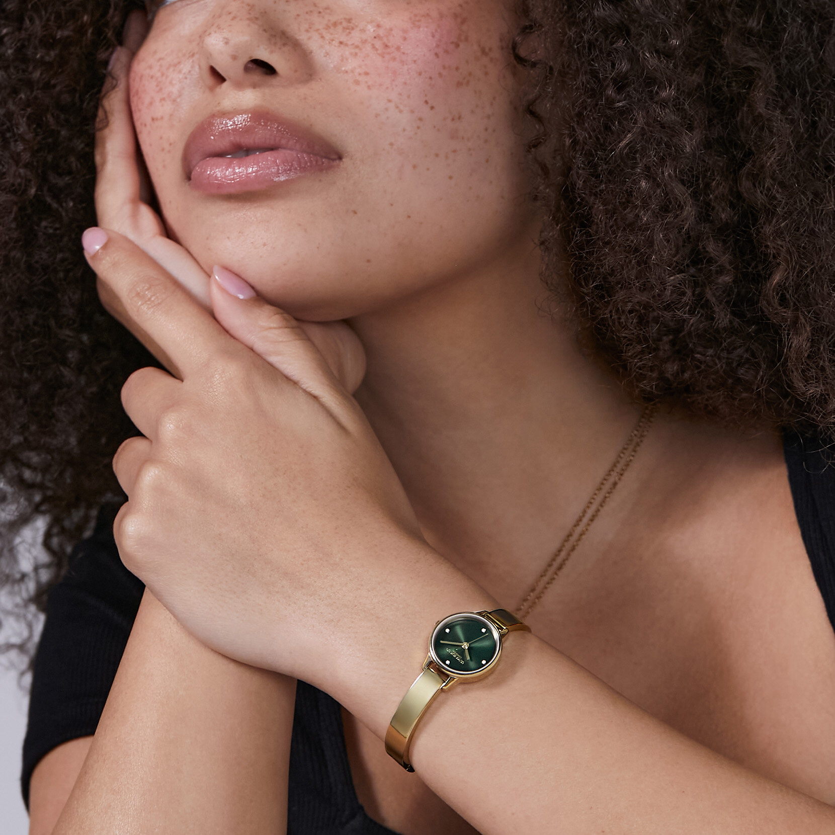 23mm Mini Forest Green & Gold Bangle Watch