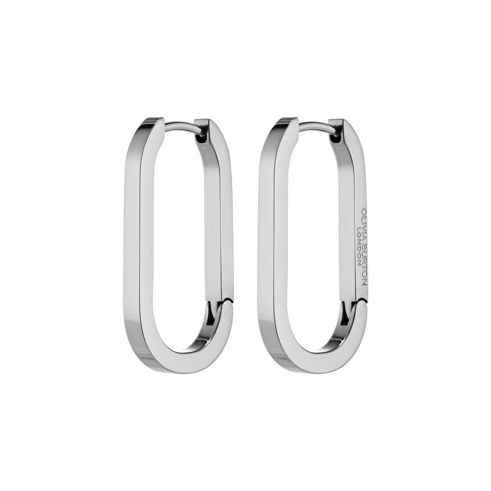 Soft Square Silver Tone Hoop Earrings