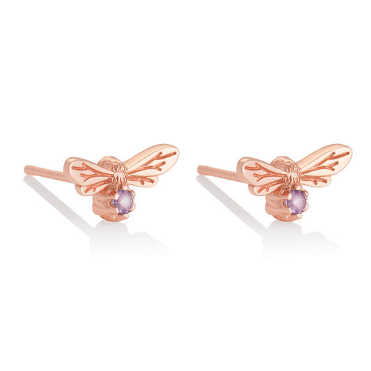 Celebration Stones Celebration Bee Studs Rose Gold & Amethyst (February)