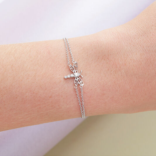 Dancing Dragonfly Chain Bracelet Silver