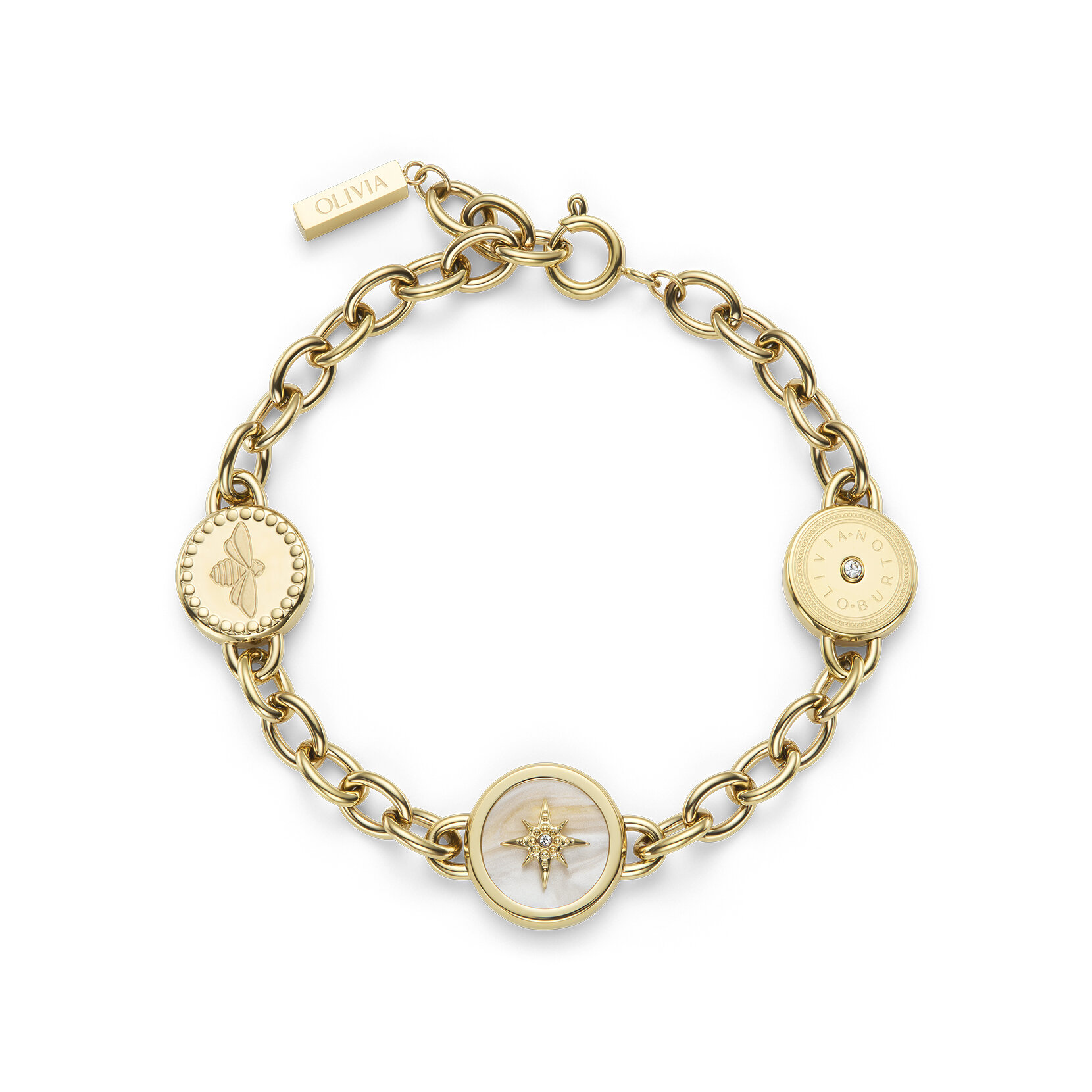 Bee and North Star Gold Plated Charm Bracelet