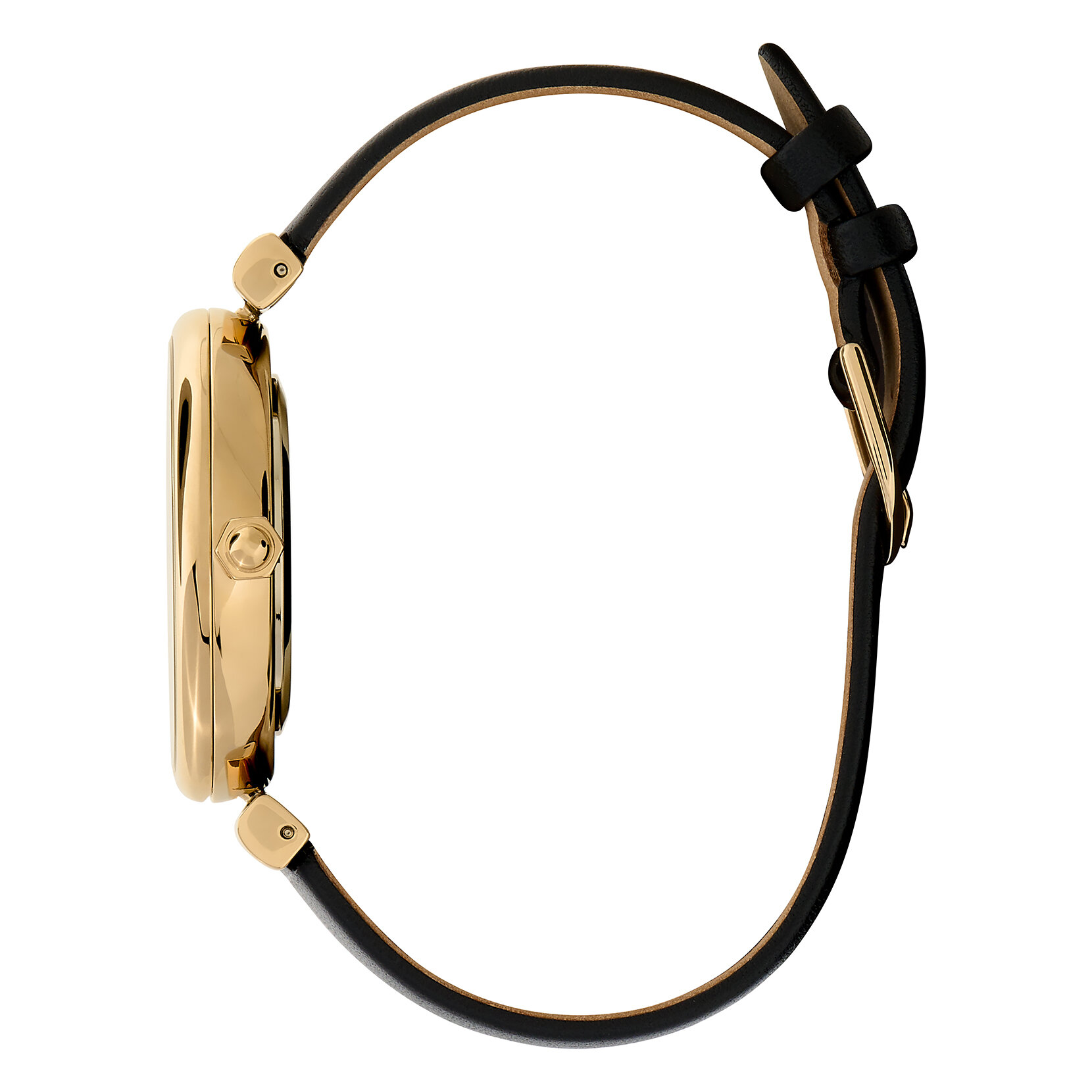 36mm Minima Bee T-Bar Gold & Black Leather Strap Watch