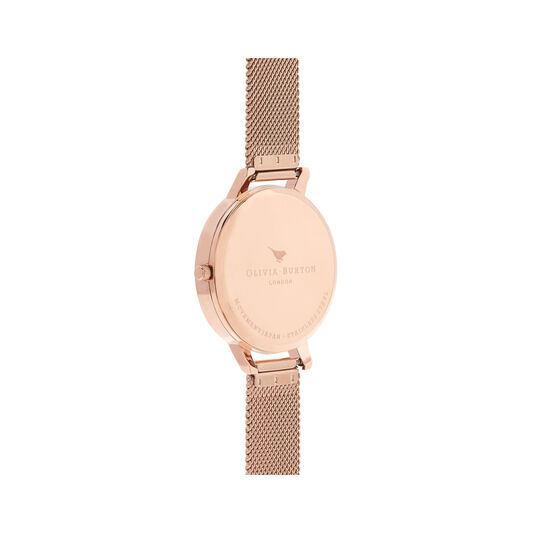 Big Dial Rose Gold Sunray Mesh Watch