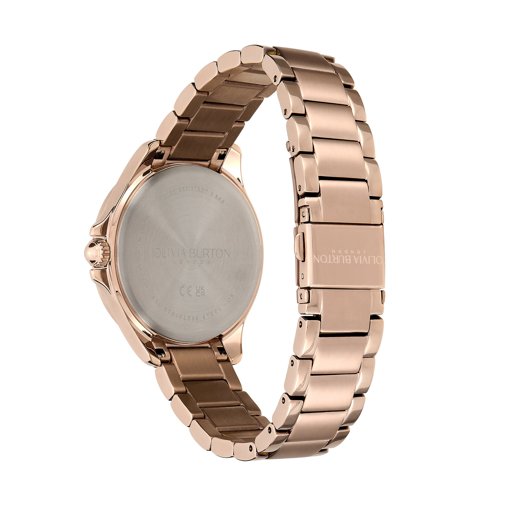 36mm Guilloche Metallic White & Carnation Gold Bracelet Watch