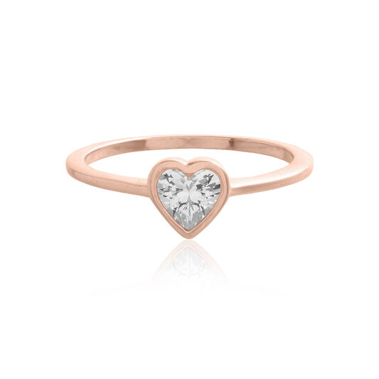 Classic Crystal Heart Ring Rose Gold