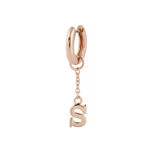 S Alphabet Huggie Charm Rose Gold