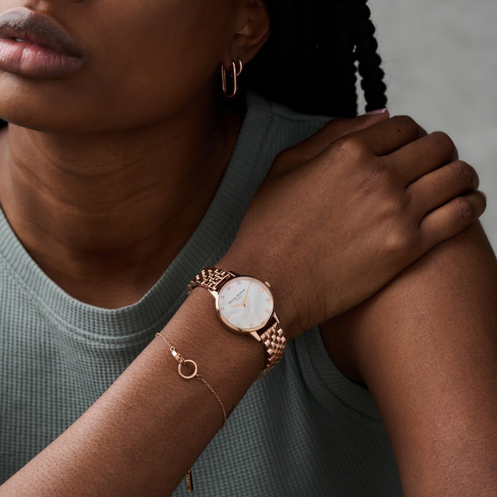 The Classics Rose Gold Watch, Interlink Bracelet & Hoop Bundle
