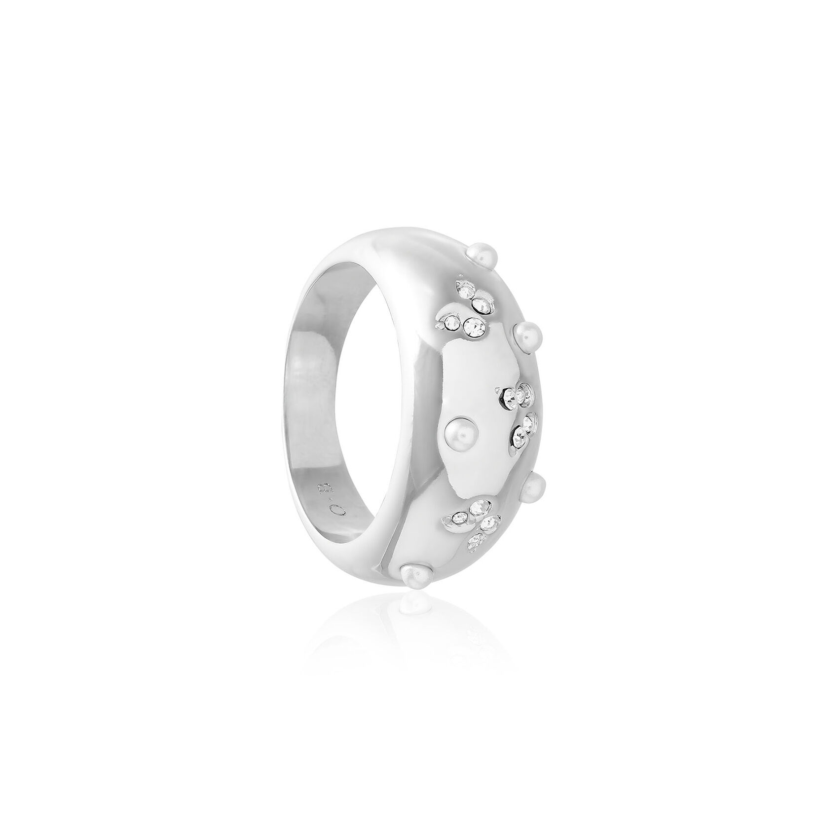 Sparkle Butterfly Dome Ring Silver