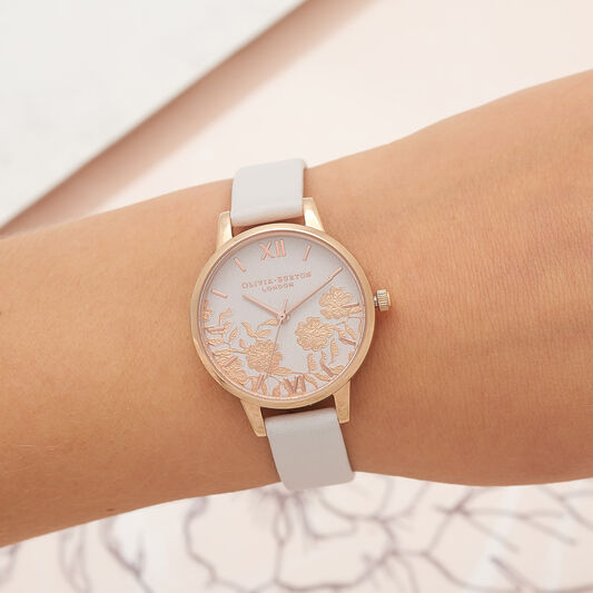Lace Detail Blush & Rose Gold Watch