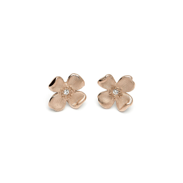 Dogwood Flower Carnation Gold Stud Earrings