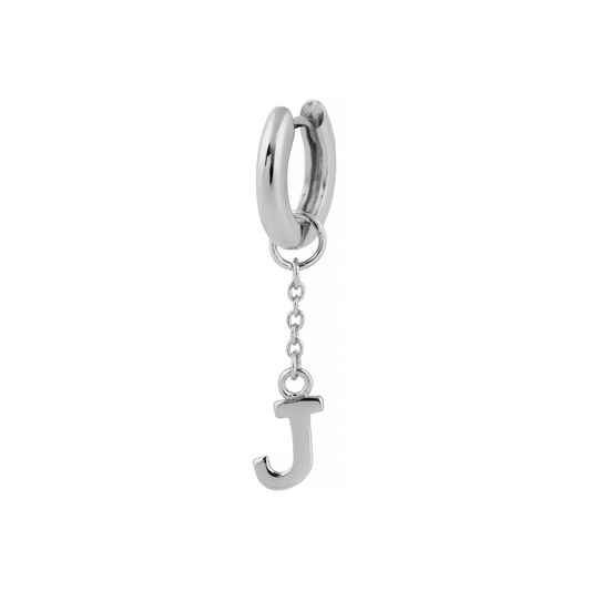 J Alphabet Huggie Charm Silver