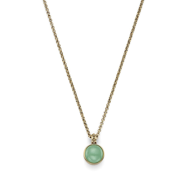 Aventurine Cabochon Gold Plated Gemstone Necklace