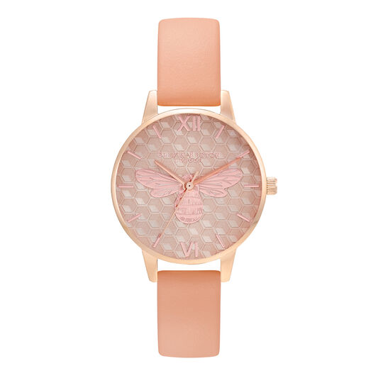Honey Bee Midi Dial Rose Gold & Coral Watch