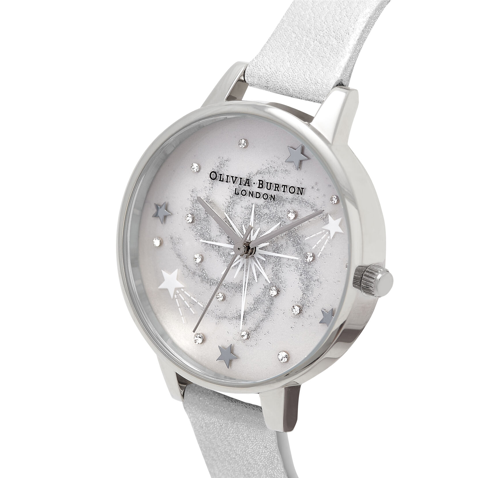 Celestial  34mm Silver & Pink Leather Strap Watch