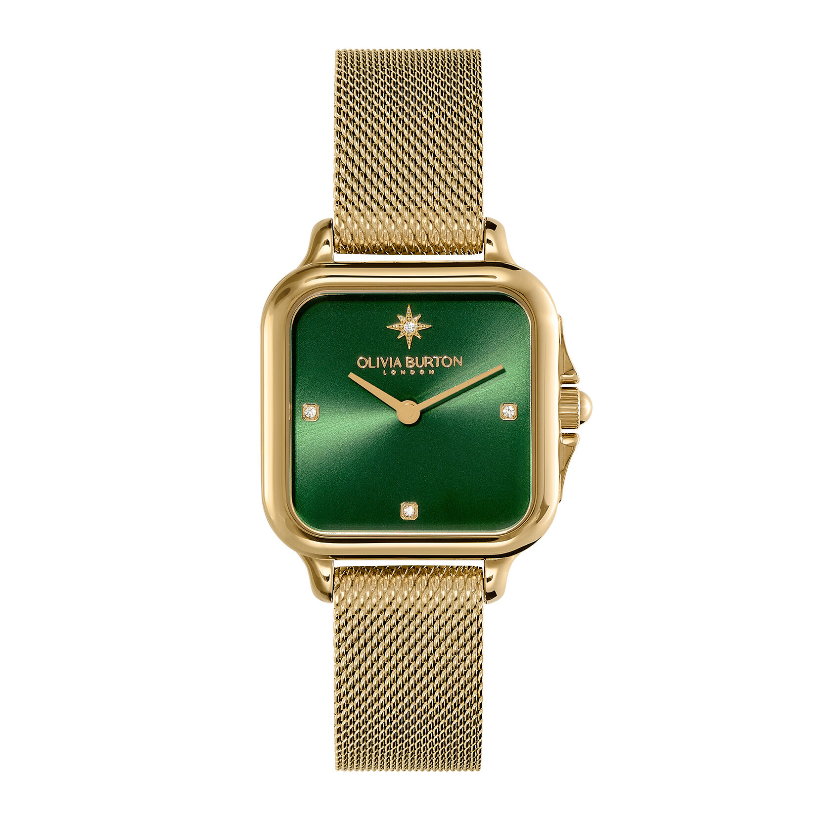 Classic 28mm Grosvenor Green & Gold Mesh Watch | Olivia Burton London
