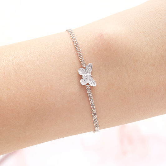 3D Butterfly Chain Bracelet Silver
