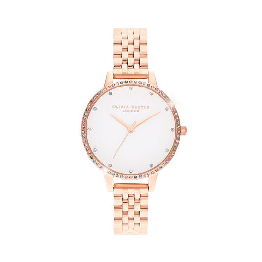 Rainbow Bezel & Rose Gold Bracelet
