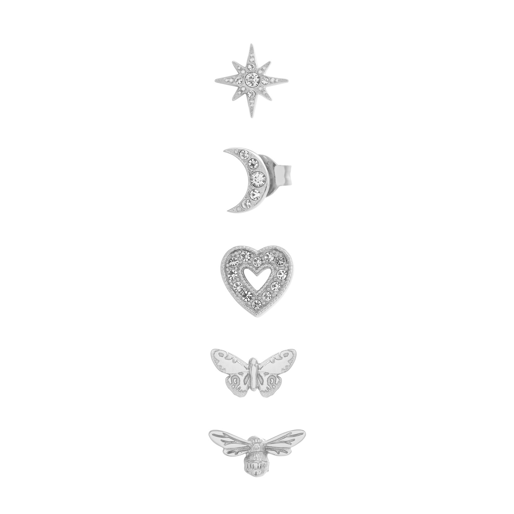 Silver Charm Earring Set
