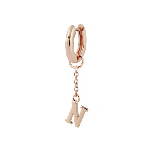 N Alphabet Huggie Charm Rose Gold